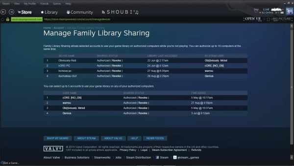 Создание семейного доступа в Steam